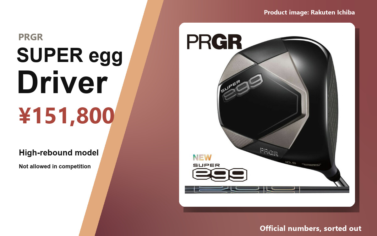 Product image of the PRGR SUPER egg driver, with the headline about the rules for high-rebound drivers