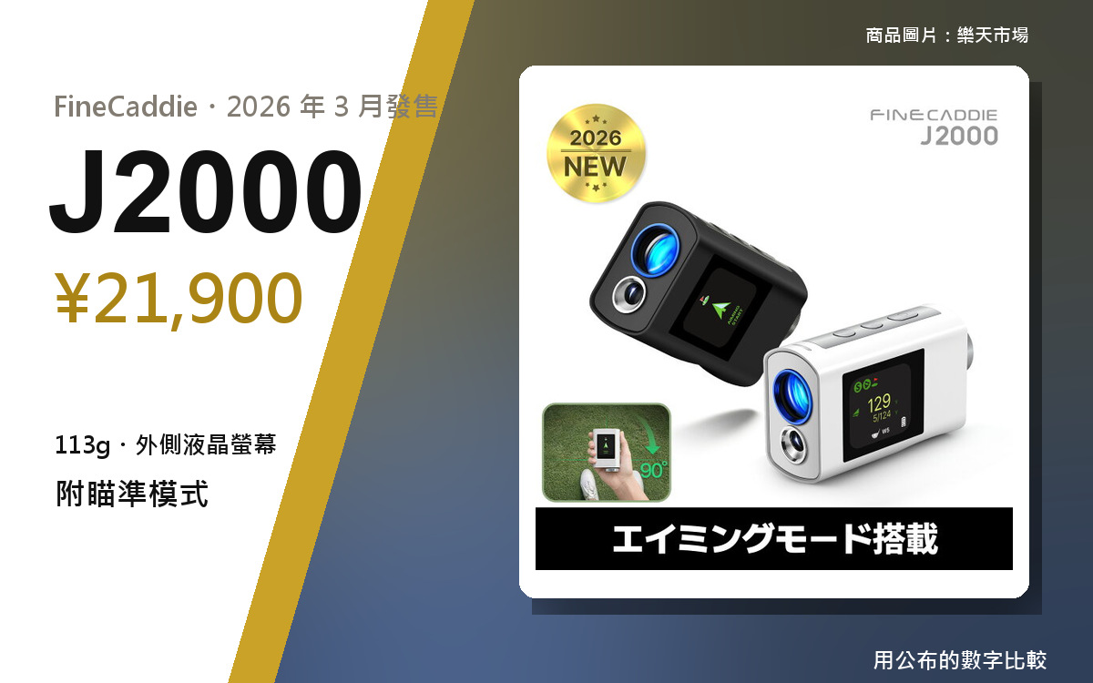 【高爾夫重度玩家的真實評測】FineCaddie J2000｜113g、有瞄準模式、日圓 21,900